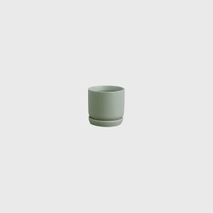 Mini Oslo Planter in Sage Green - has a drainage hole and includes the matching saucer.  Ideal for succulents